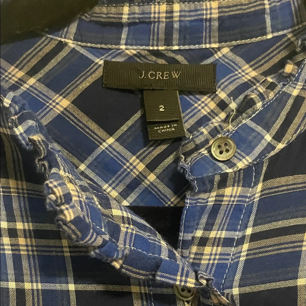 J. Crew Blue and White Plaid Button-Up Shirt